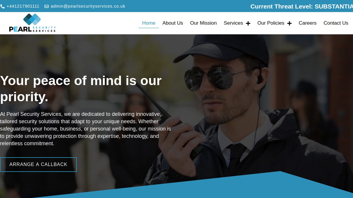 Pearl Security Services website